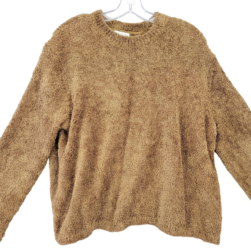 Prologue Brown Fleece Sweater Women Size M Long Sleeves Cozy Knit Athleisurewear